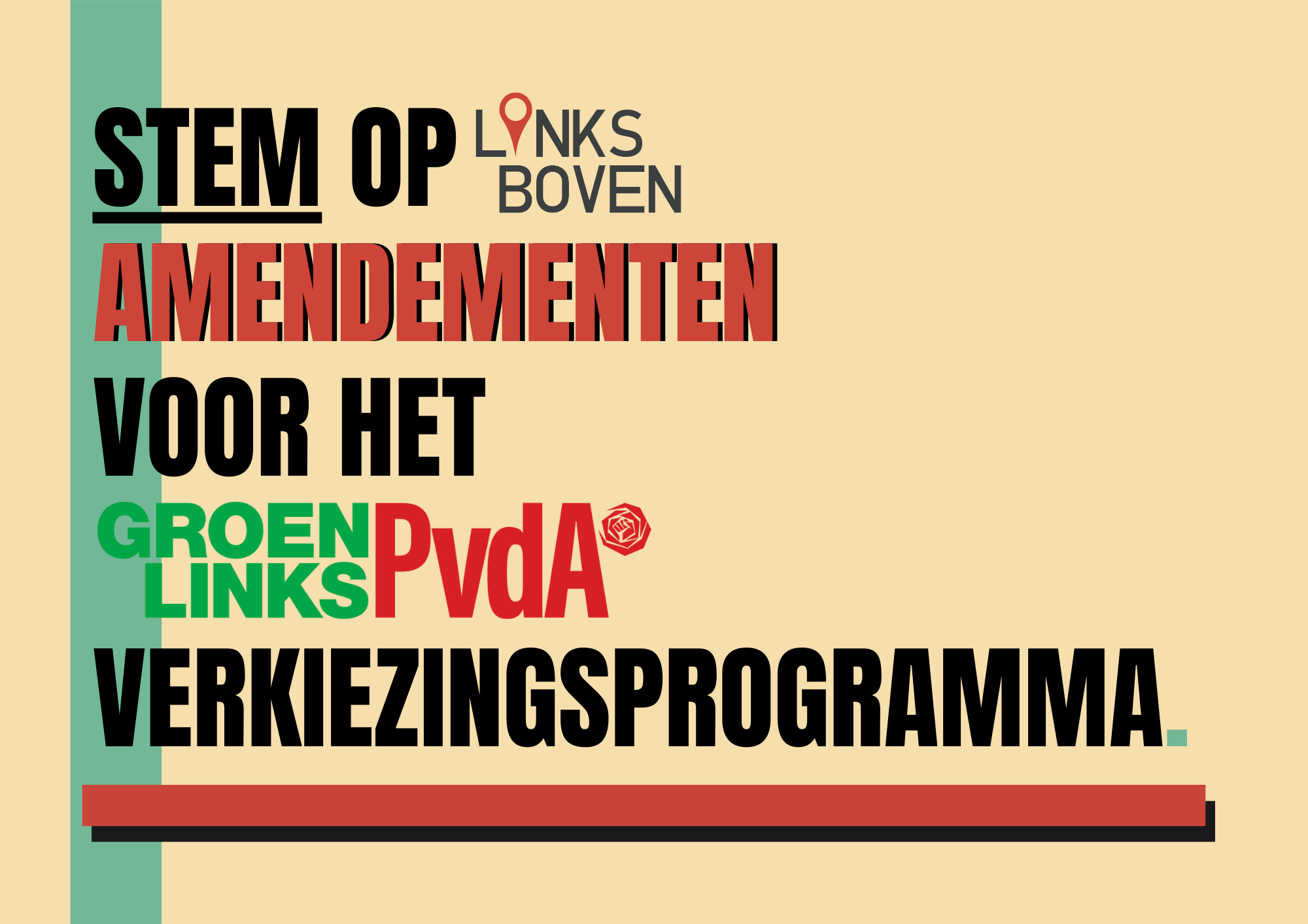 Amendementen LinksBoven GroenLinks-PvdA verkiezingsprogramma